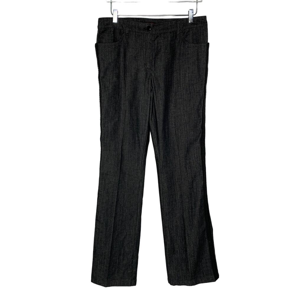Escada 6 Long Womens Straight Leg Trouser Jeans Black Cotton Stretch Designer